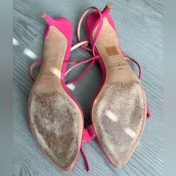 Alexandre Birman Smart Cocktail Suede Kitten-Heel Sandals Pink 40.5 - Picture 5 of 5